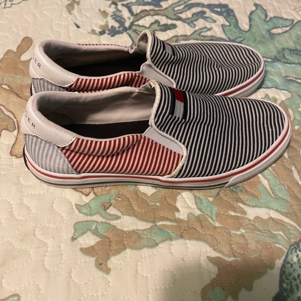 Tommy Hilfiger Striped Slip-Ons‎ red, white,& blue - Picture 3 of 7